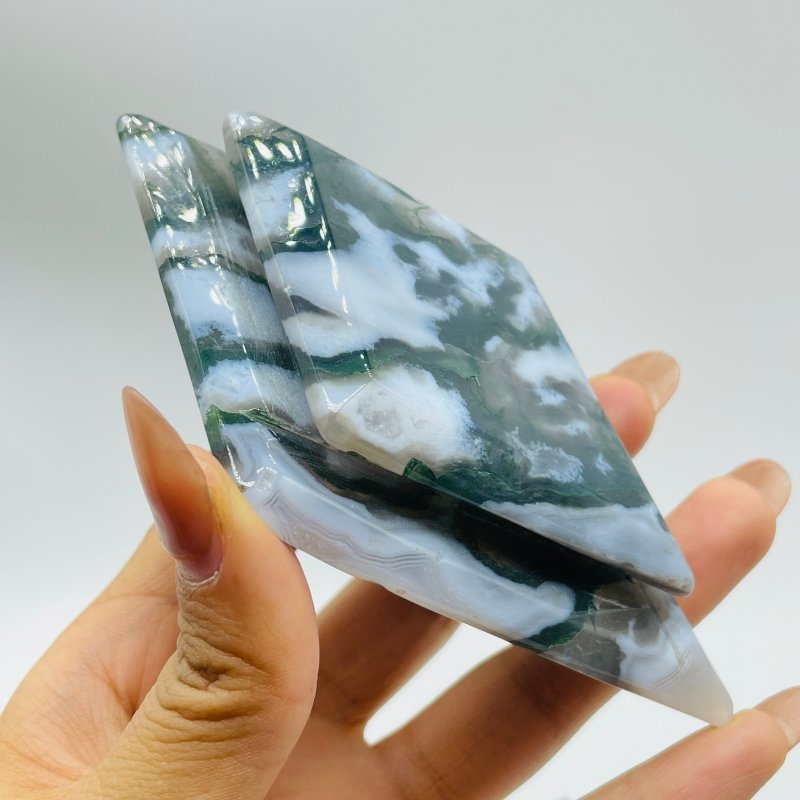 Moss Agate Double Rhombus Shaped Carving Wholesale -Wholesale Crystals
