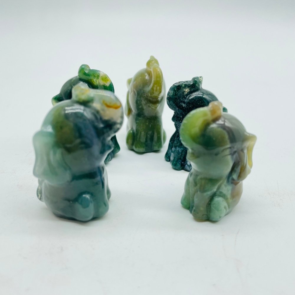 Moss Agate Elephant Crystals Carving Wholesale -Wholesale Crystals