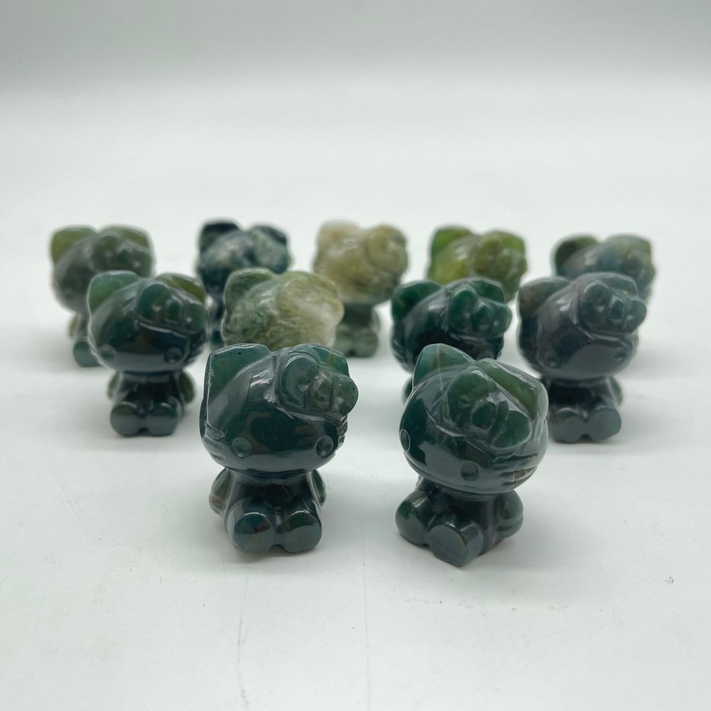Moss Agate Hello Kitty Carving Crystal Wholesale -Wholesale Crystals