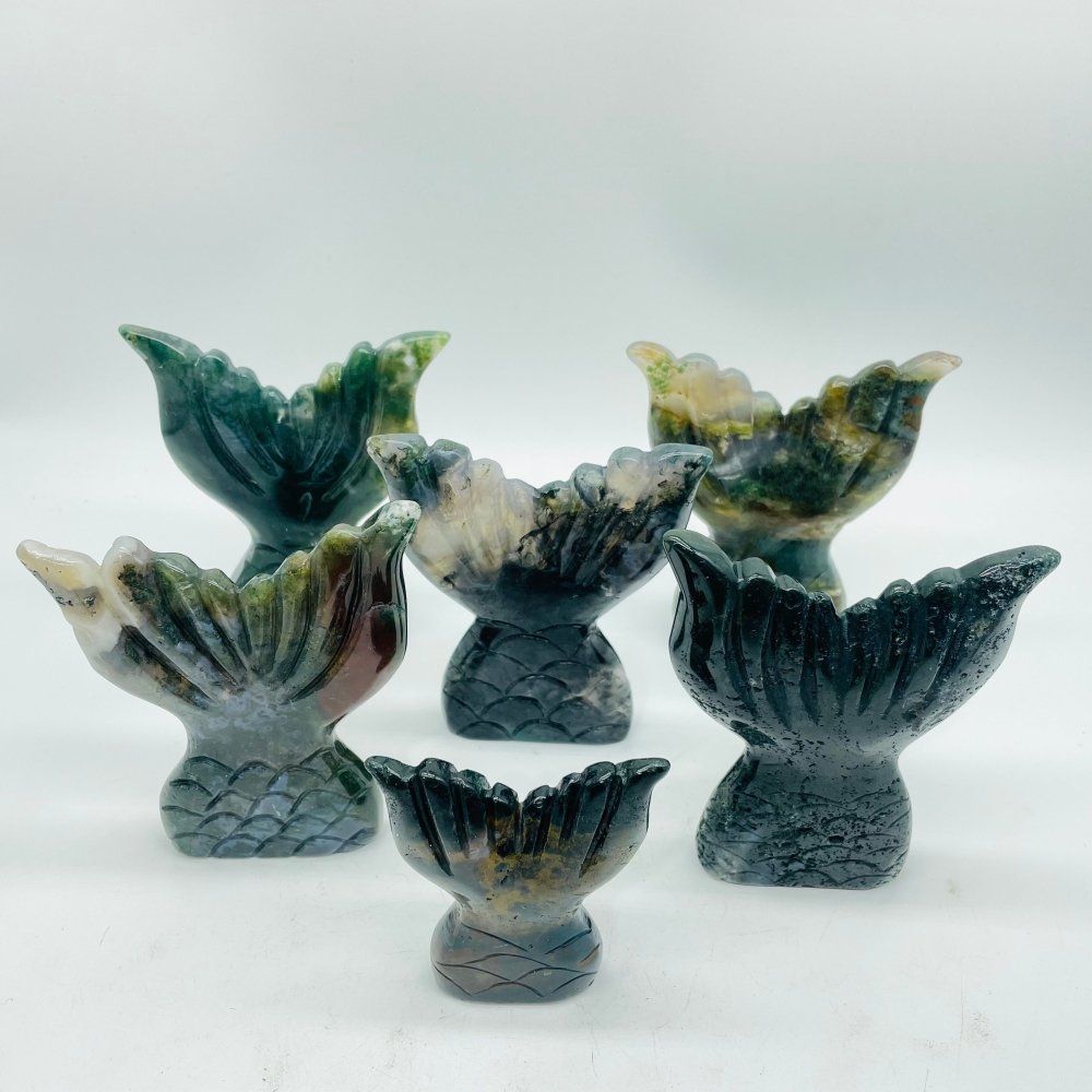 Moss Agate Large Mermaid Tail Carving Wholesale -Wholesale Crystals
