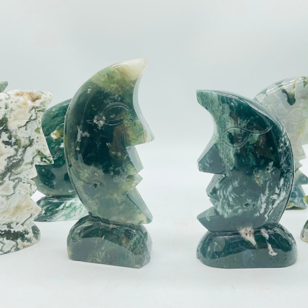 Moss Agate Moon Face Carving Wholesale -Wholesale Crystals