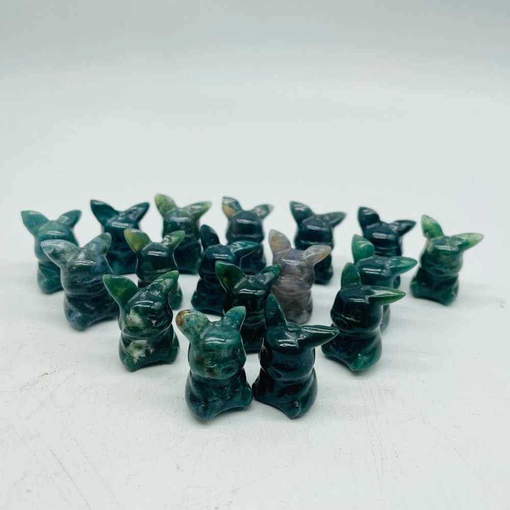 Moss Agate Pikachu Carving Animals Wholesale -Wholesale Crystals