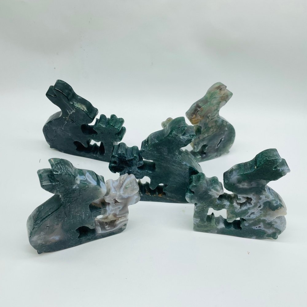 Moss Agate Rabbit Carving Wholesale -Wholesale Crystals