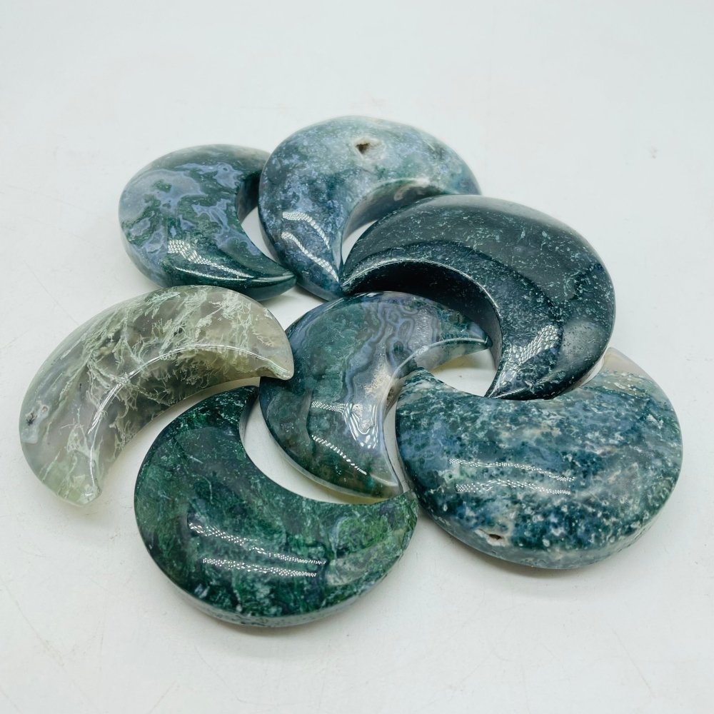 Moss Agate & Red Jasper Moon Carving Wholesale -Wholesale Crystals