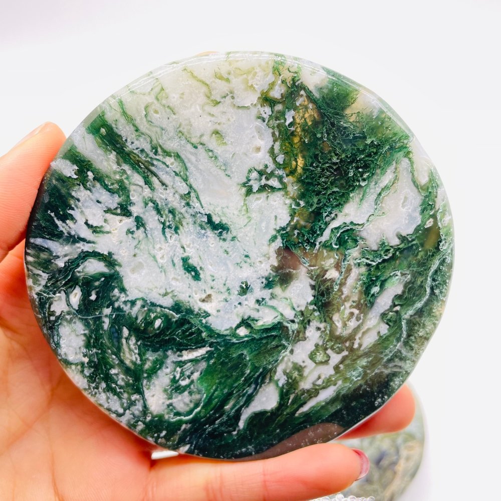 Moss Agate Round Coaster Slab Wholesale -Wholesale Crystals
