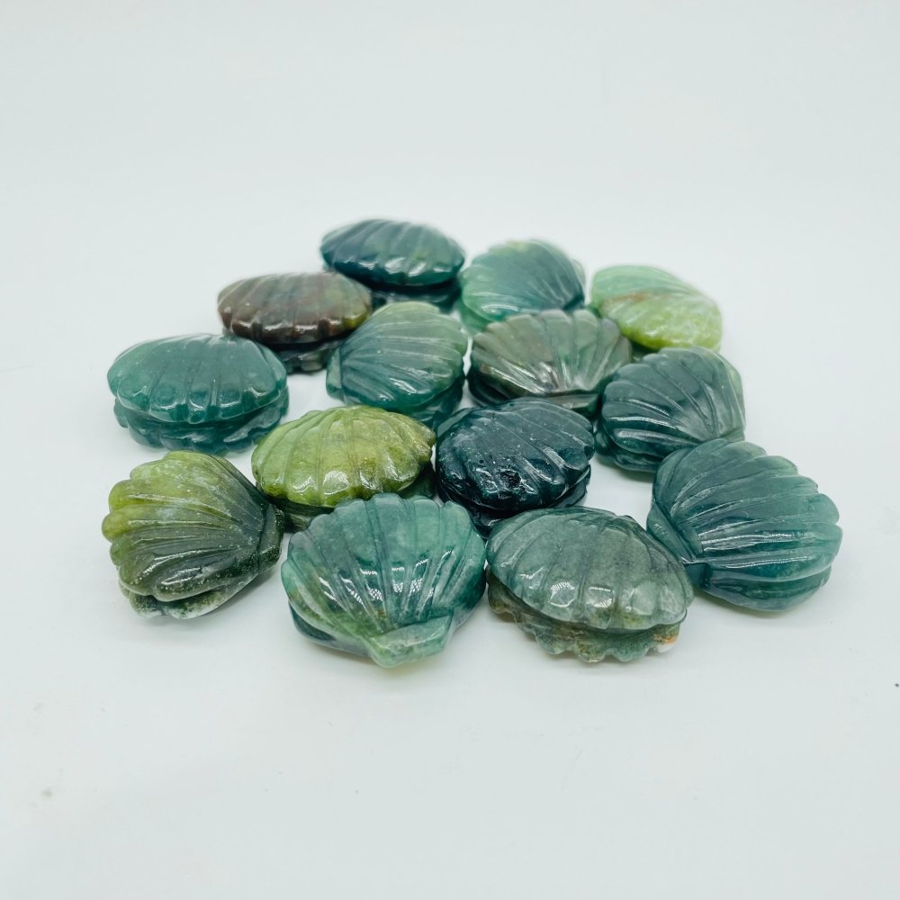 Moss Agate & Sakura Agate Shell Carving Wholesale -Wholesale Crystals