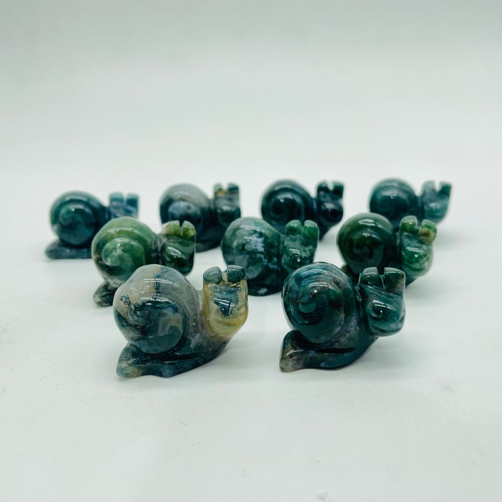 Moss Agate Snail Carving Wholesale -Wholesale Crystals