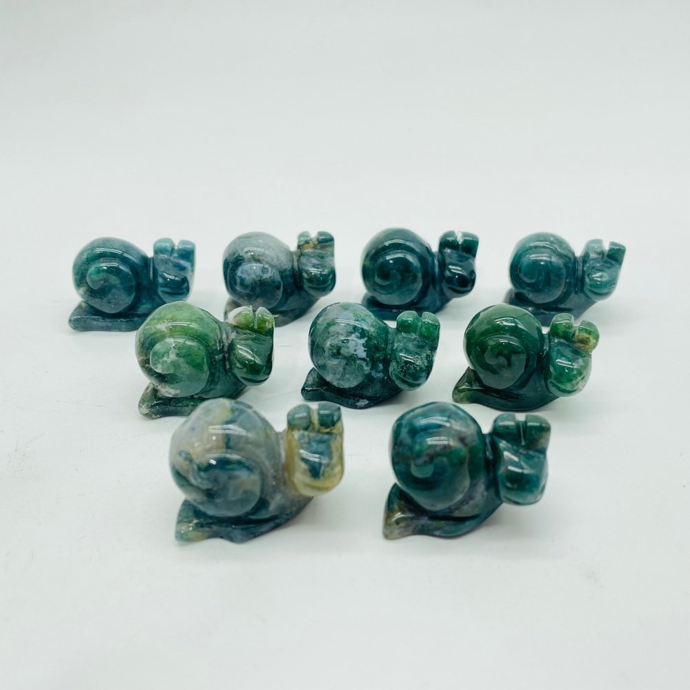 Moss Agate Snail Carving Wholesale -Wholesale Crystals
