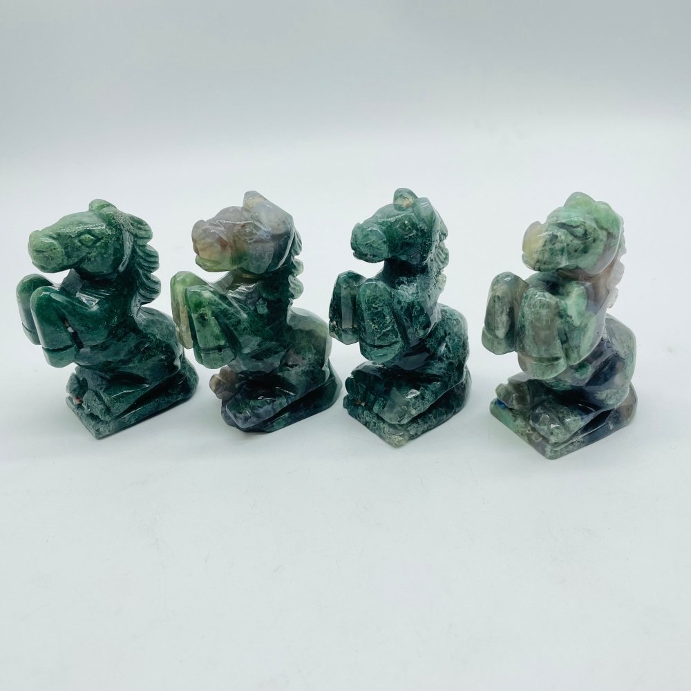 Moss Agate Stand Horse Carving Animals Wholesale -Wholesale Crystals
