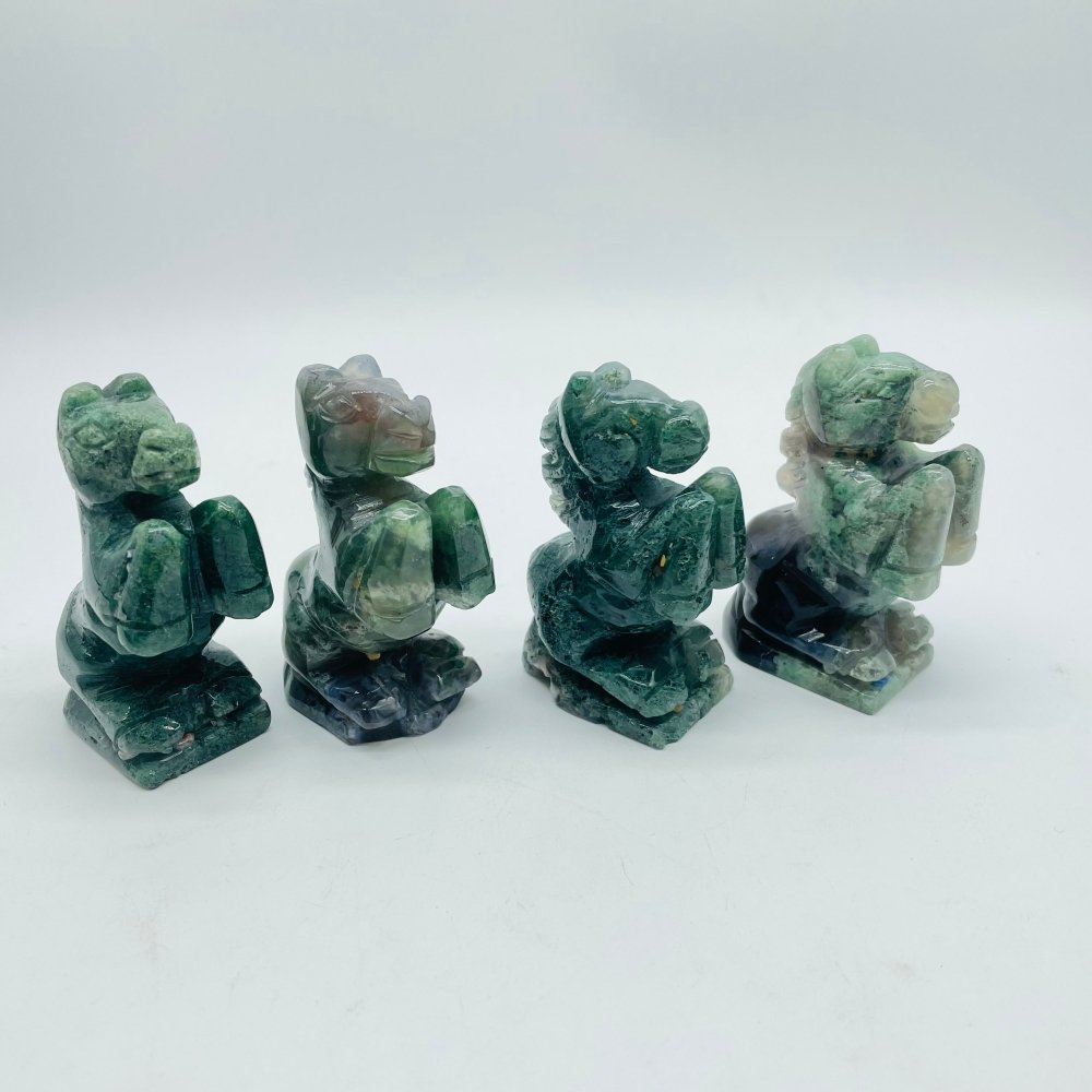 Moss Agate Stand Horse Carving Animals Wholesale -Wholesale Crystals