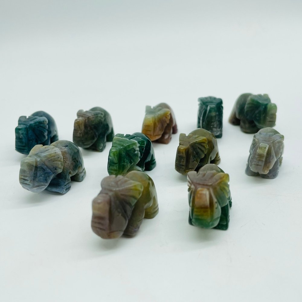 Moss Jade Elephant Carving Animal Wholesale -Wholesale Crystals