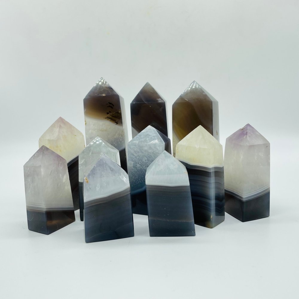 Natural Agate Mixed Quartz Four-Sided Points Wholesale -Wholesale Crystals