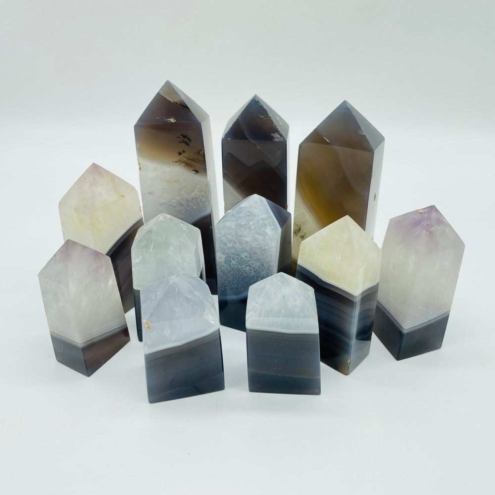 Natural Agate Mixed Quartz Four-Sided Points Wholesale -Wholesale Crystals