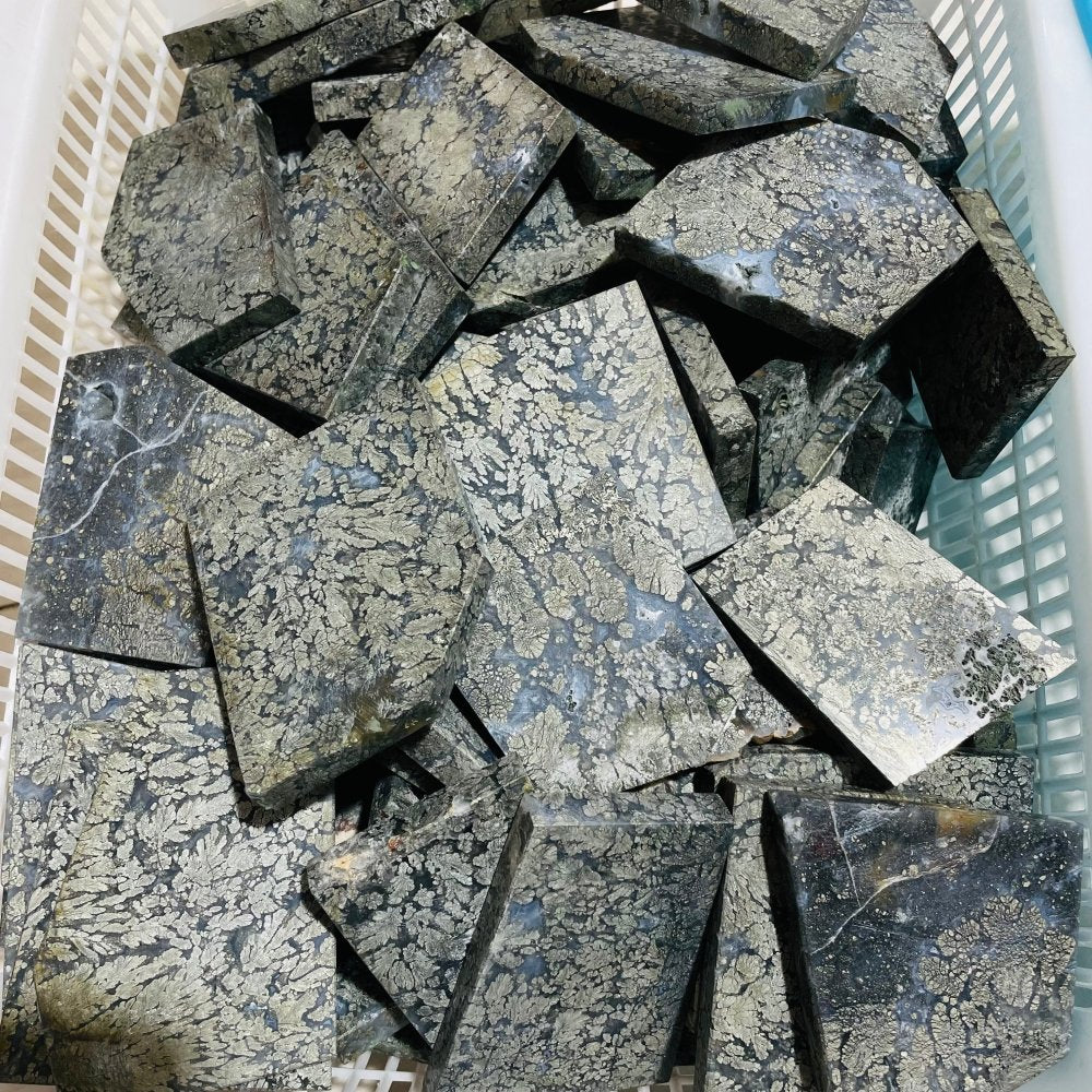 Natural Free Form Pyrite Flowers Symbiosis Mixed Agate Slab Wholesale -Wholesale Crystals