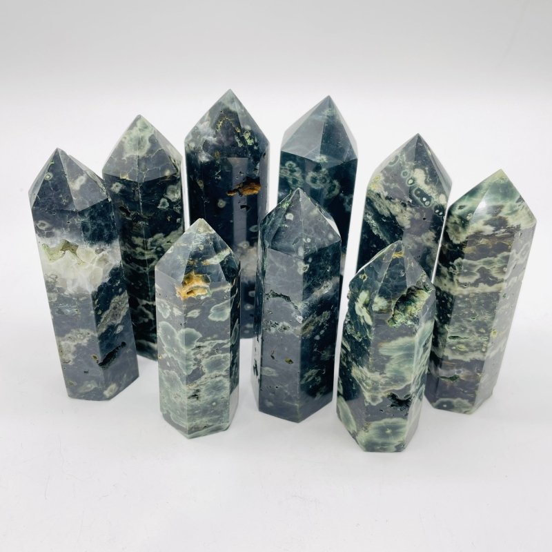 Natural Green Sea Ocean Jasper Tower Points Wholesale -Wholesale Crystals