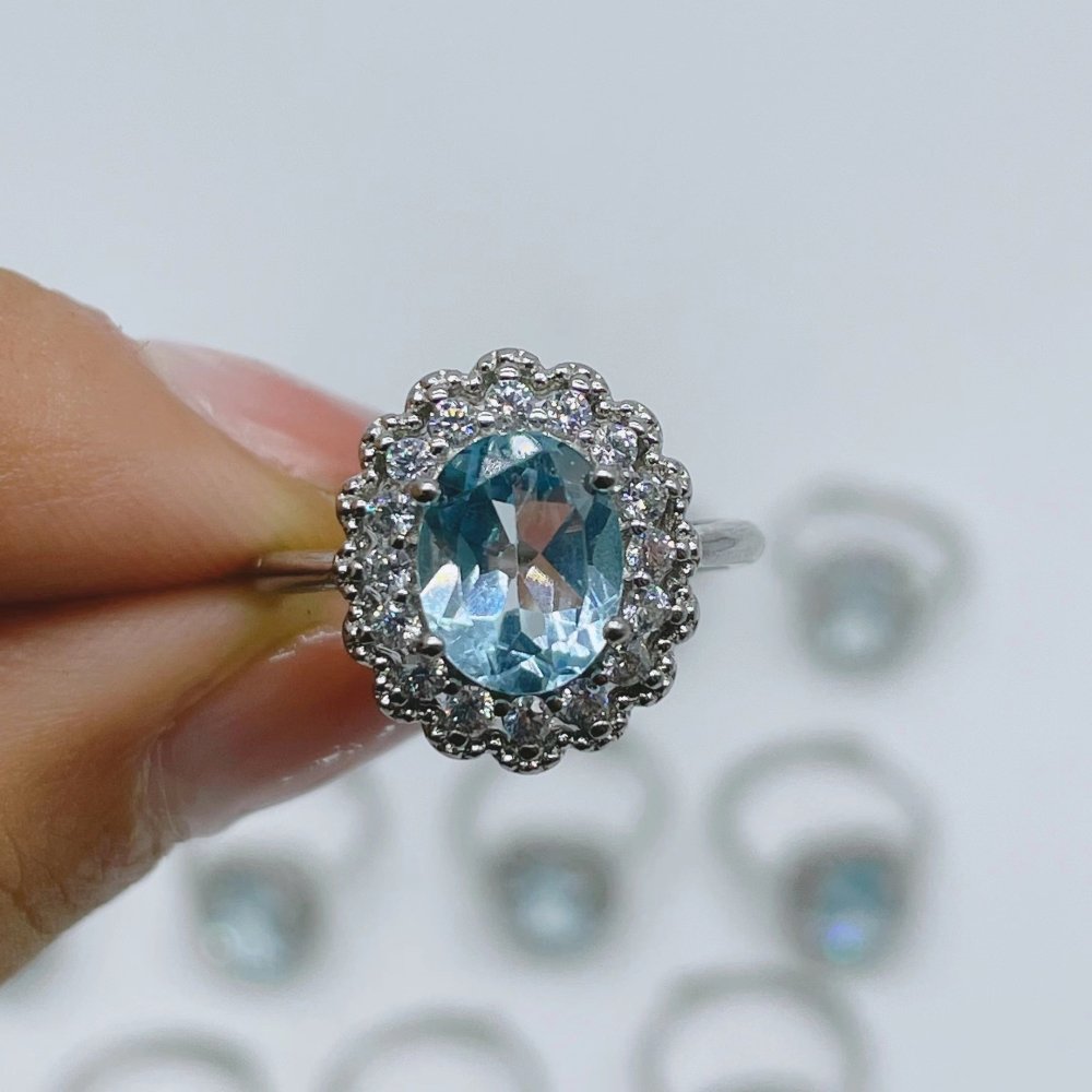 Natural Heat Treatment Blue Topaz Ring Wholesale -Wholesale Crystals