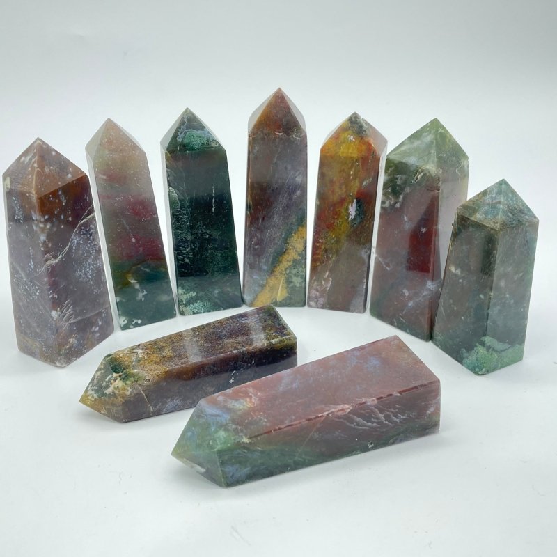 Natural Ocean Jasper Four - Sided Tower Point Crystal Wholesale - Wholesale Crystals