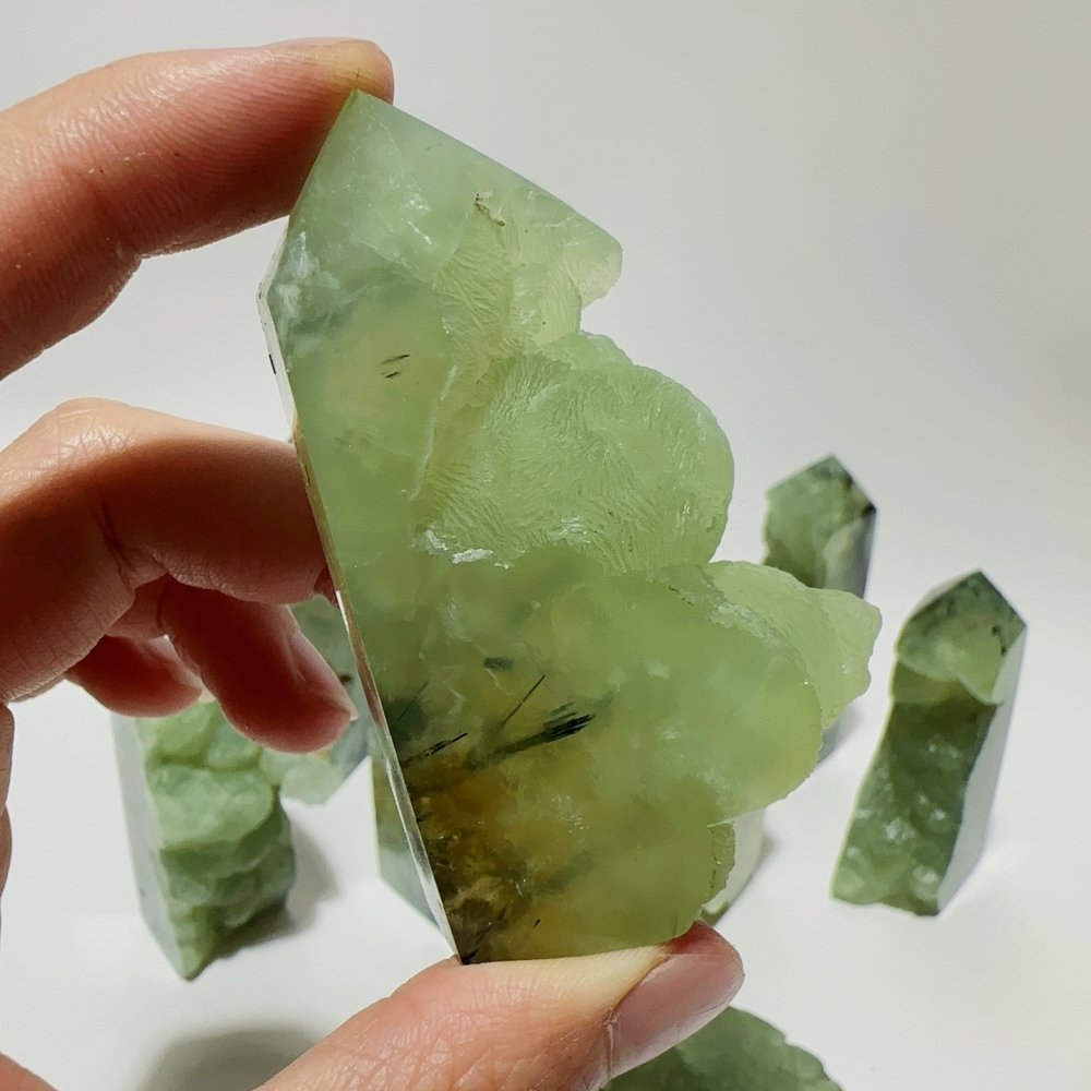 Natural Prehnite Tower One Side Raw Points Wholesale -Wholesale Crystals