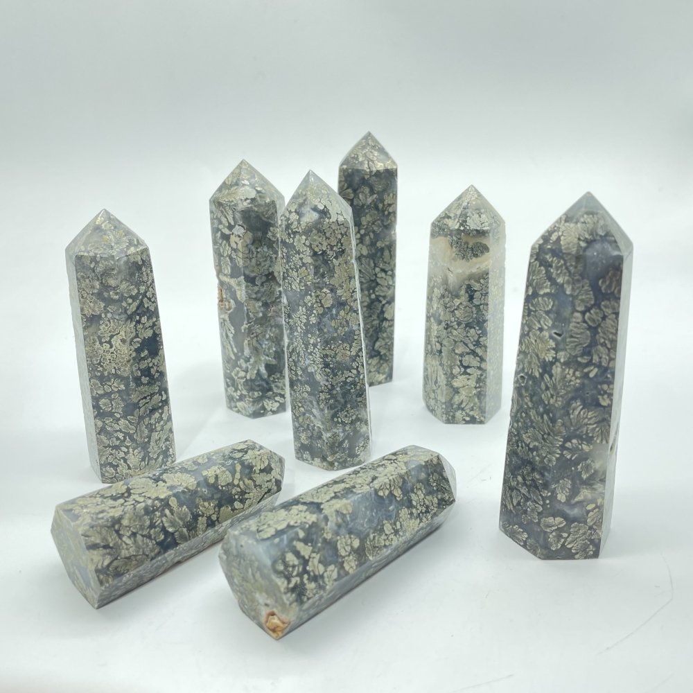 Natural Pyrite Flowers Symbiosis Mixed Agate Tower Point Wholesale -Wholesale Crystals