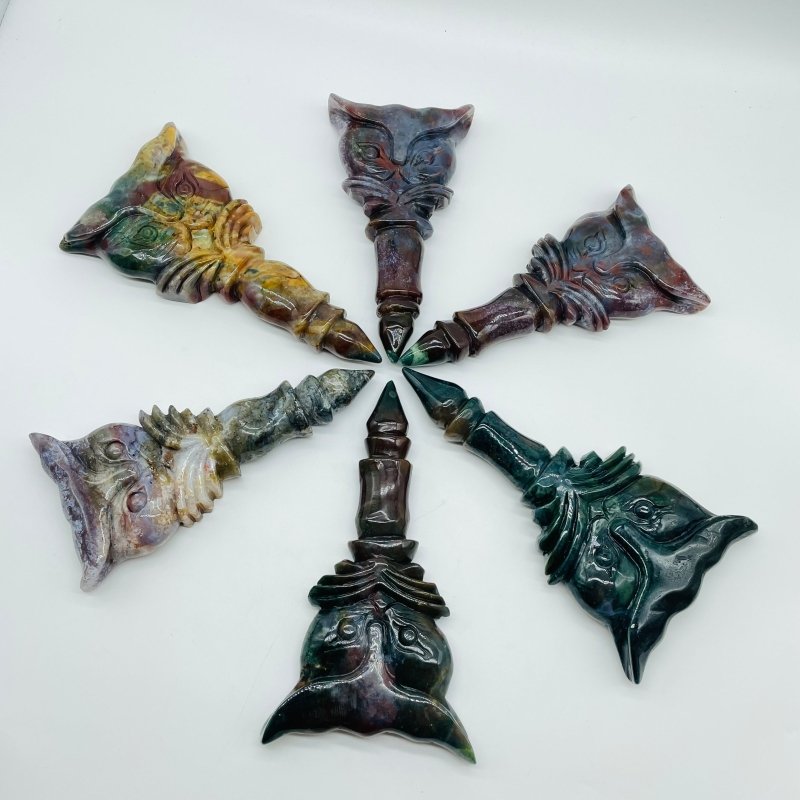 Ocean Jasper Owl Scepter Carving Wholesale -Wholesale Crystals