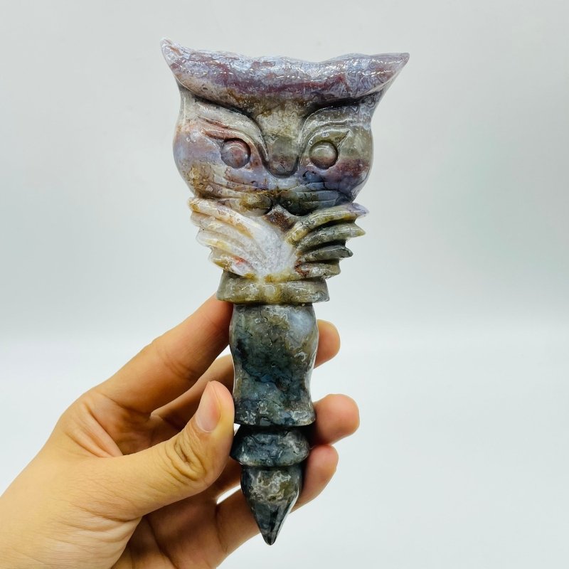 Ocean Jasper Owl Scepter Carving Wholesale -Wholesale Crystals