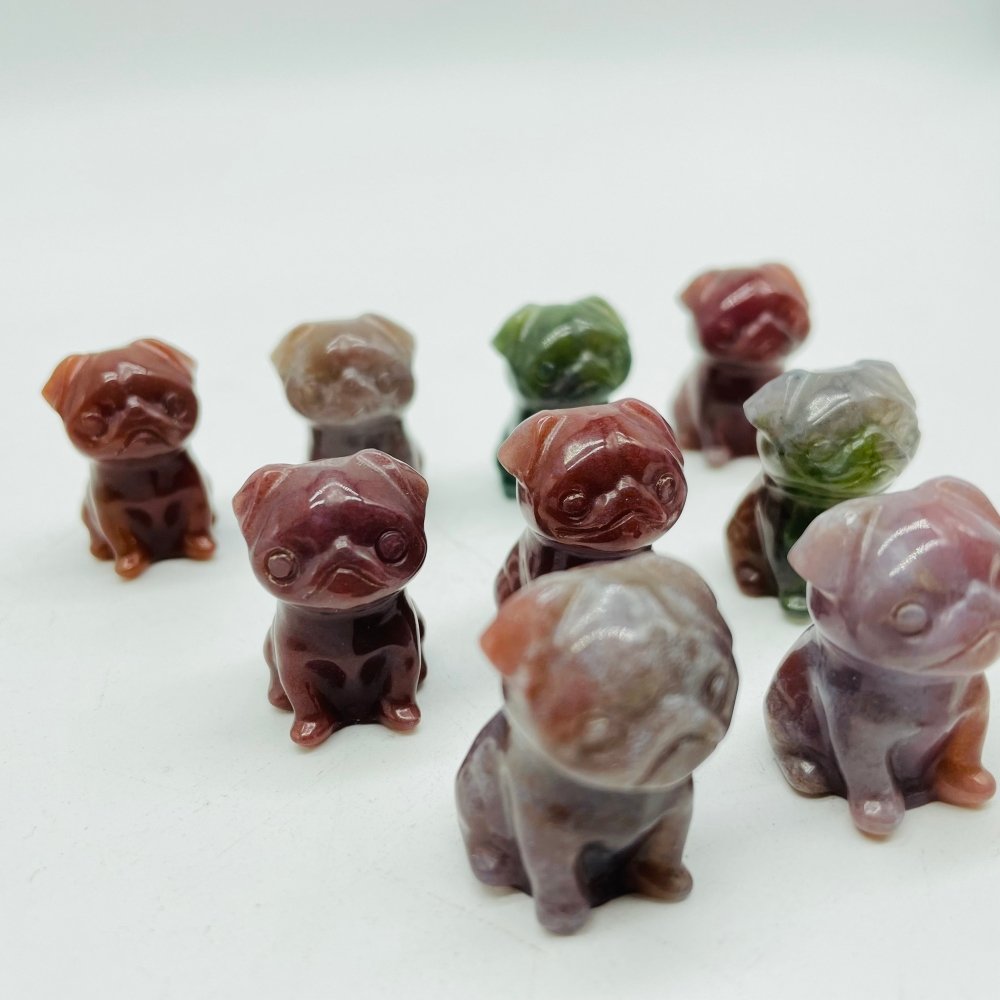 Ocean Jasper Pug Dog Carving Wholesale -Wholesale Crystals