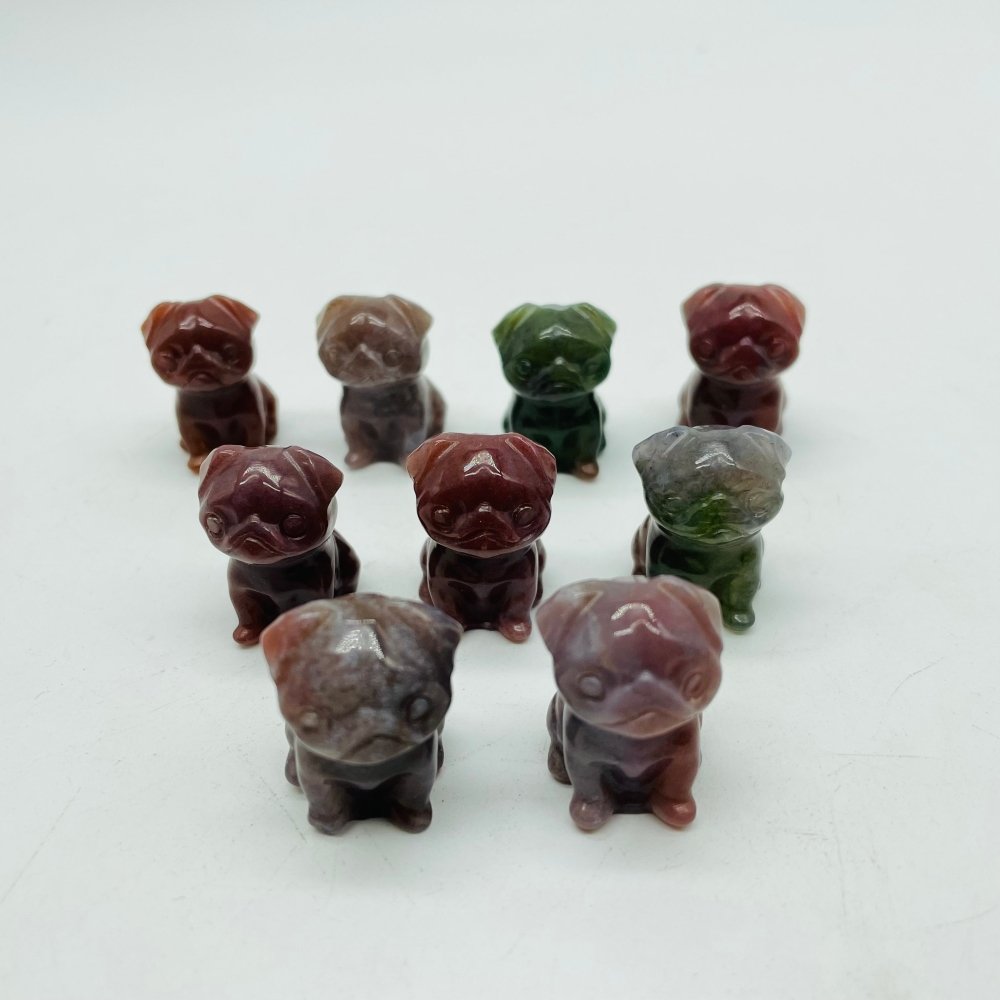 Ocean Jasper Pug Dog Carving Wholesale -Wholesale Crystals