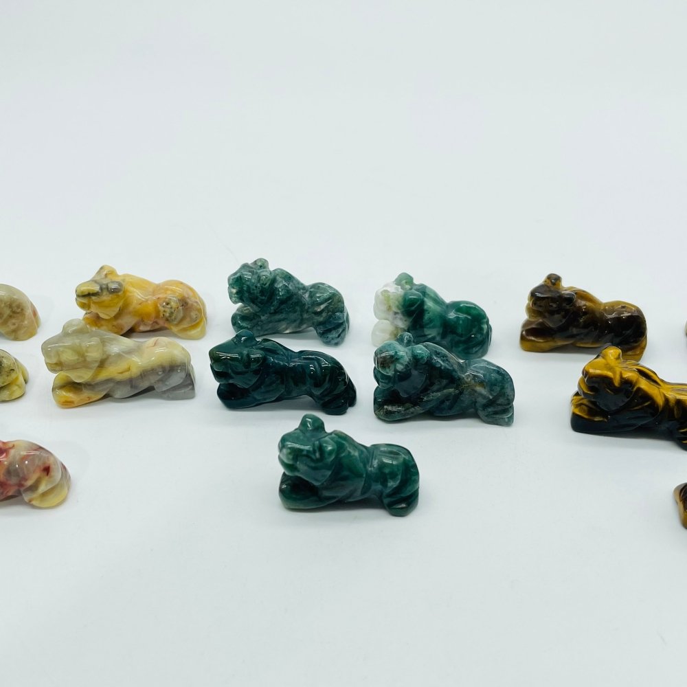 Panther Jaguar Carving Wholesale Moss Agate Tiger Eye Crazy Agate -Wholesale Crystals