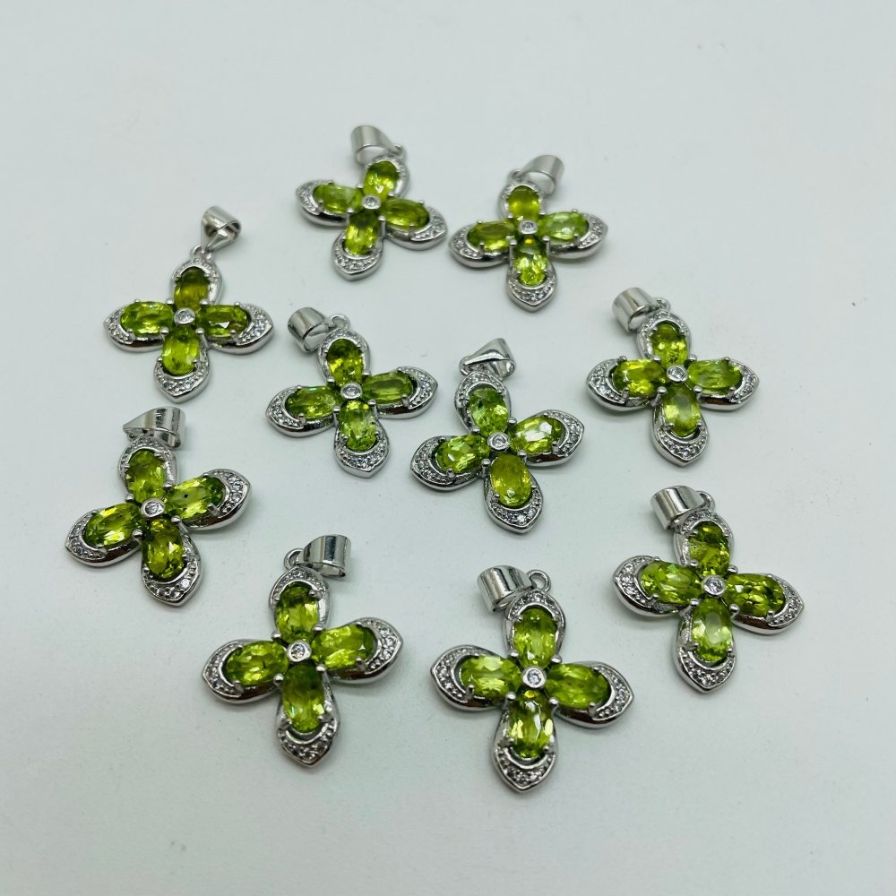 Peridot Round Cut Faceted Stone Pendant Charm Wholesale -Wholesale Crystals