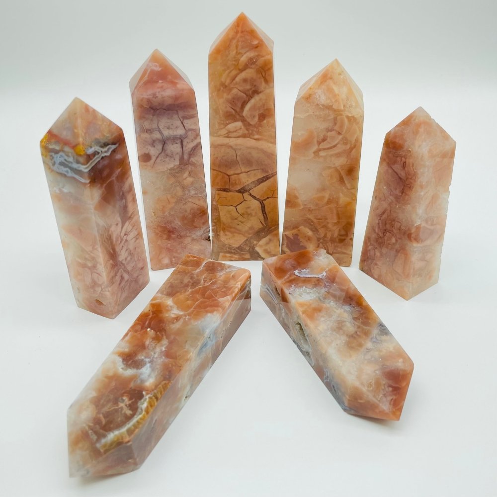 Pink Agate Fat Four-Sided Tower Point Wholesale -Wholesale Crystals