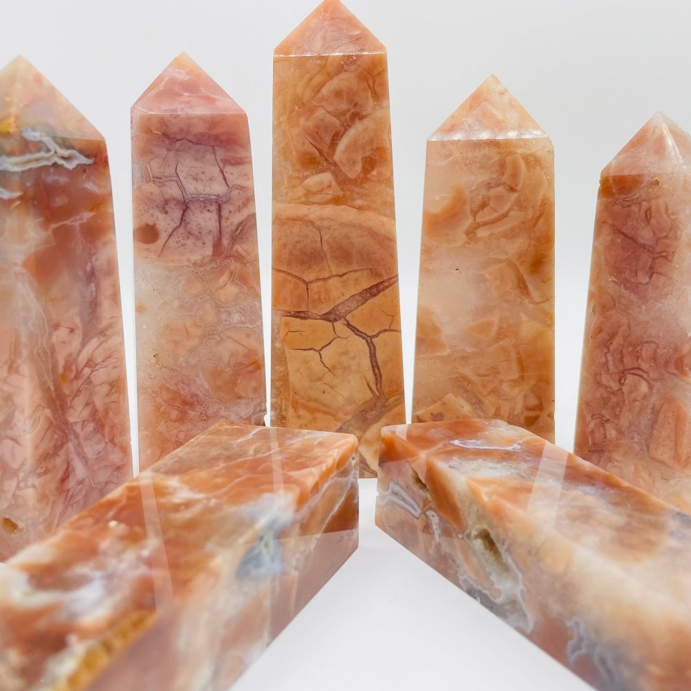 Pink Agate Fat Four-Sided Tower Point Wholesale -Wholesale Crystals