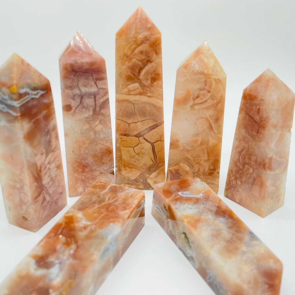Pink Agate Fat Four-Sided Tower Point Wholesale -Wholesale Crystals