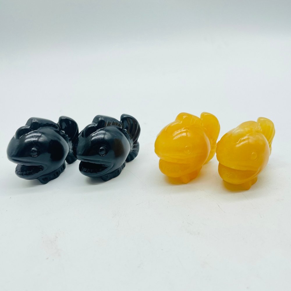 Piranha Carving Wholesale Obsidian & Yellow Calcite -Wholesale Crystals