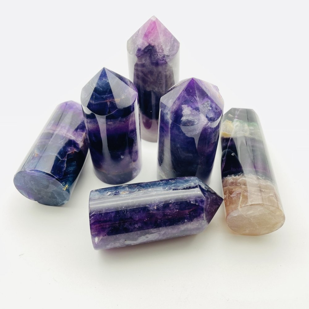 Purple Fluorite Round Tower Point Wholesale -Wholesale Crystals