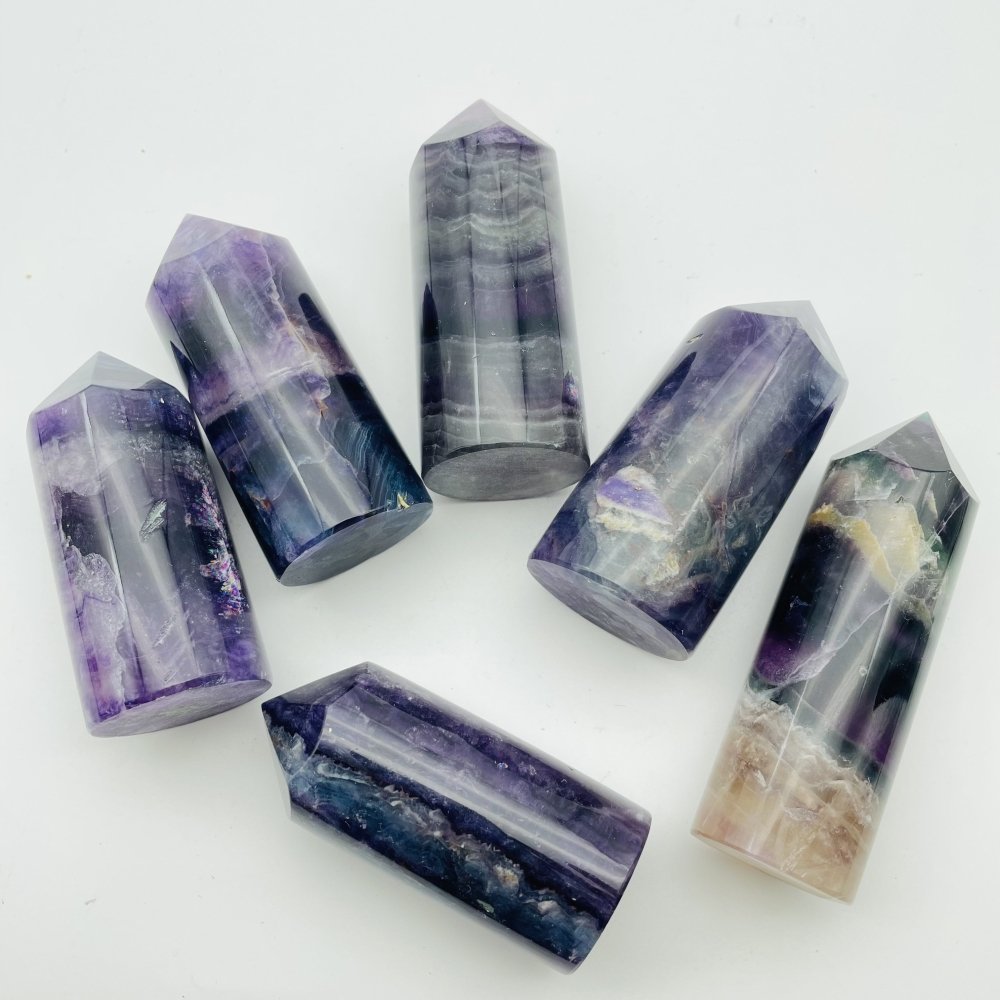 Purple Fluorite Round Tower Point Wholesale -Wholesale Crystals