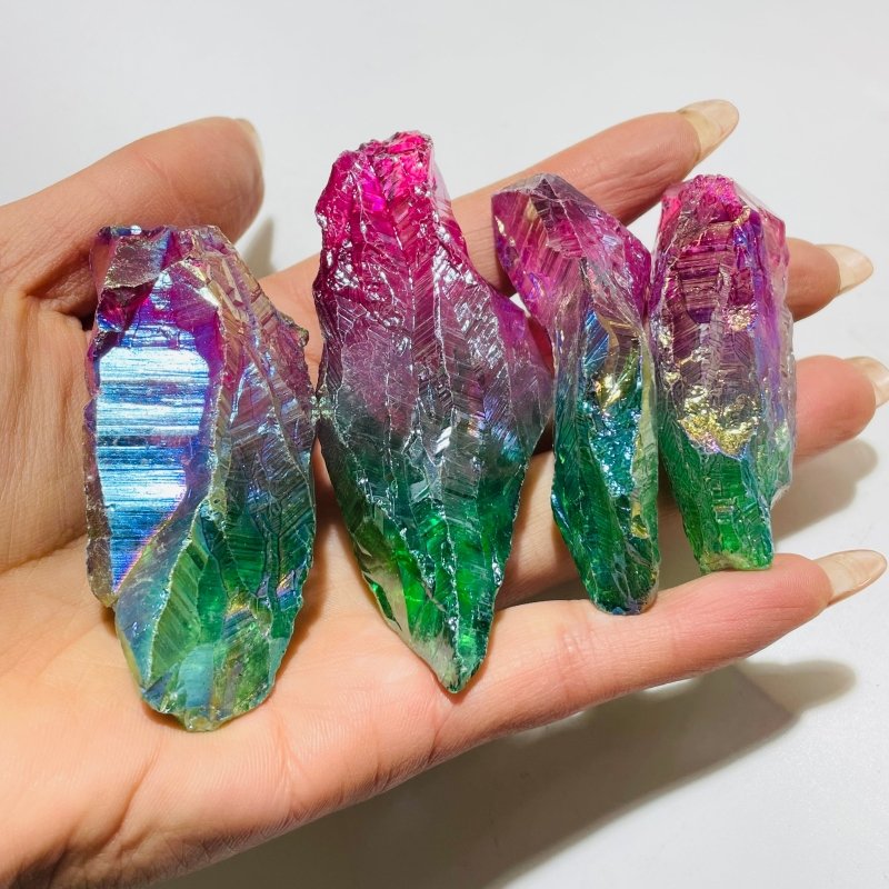 Rainbow Aura Raw Green Amethyst Stone Wholesale -Wholesale Crystals