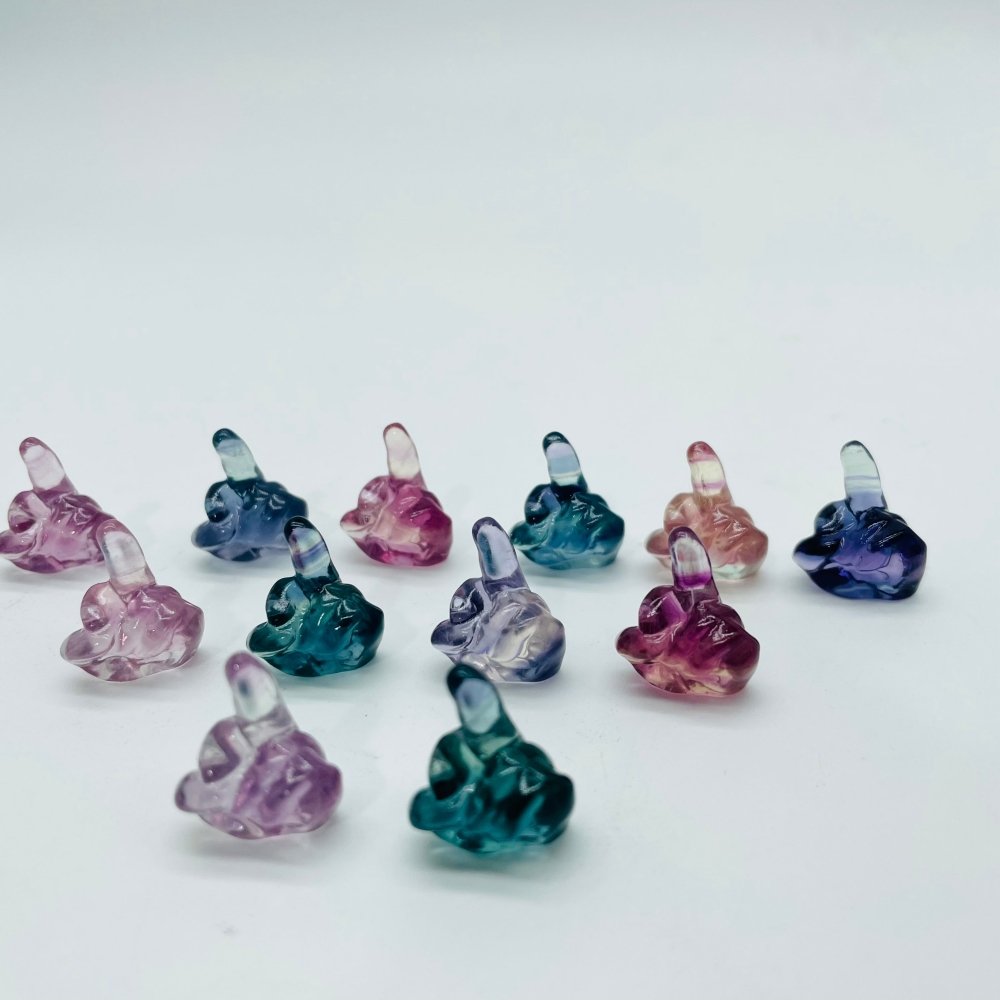Rainbow Fluorite Carving Middle Finger Statue Wholesale -Wholesale Crystals