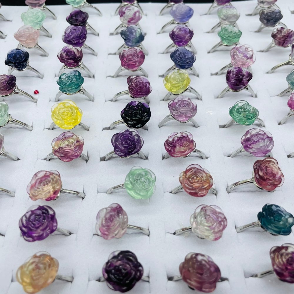 Rainbow Fluorite Flower Ring Wholesale -Wholesale Crystals