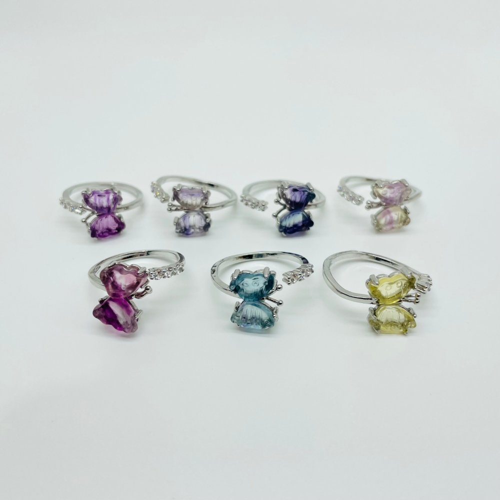 Rainbow Fluorite Mini Butterfly Ring Wholesale -Wholesale Crystals