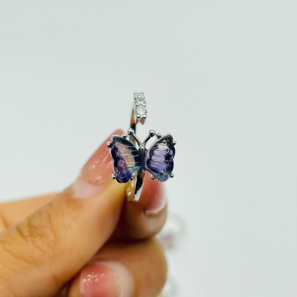 Rainbow Fluorite Mini Butterfly Ring Wholesale -Wholesale Crystals