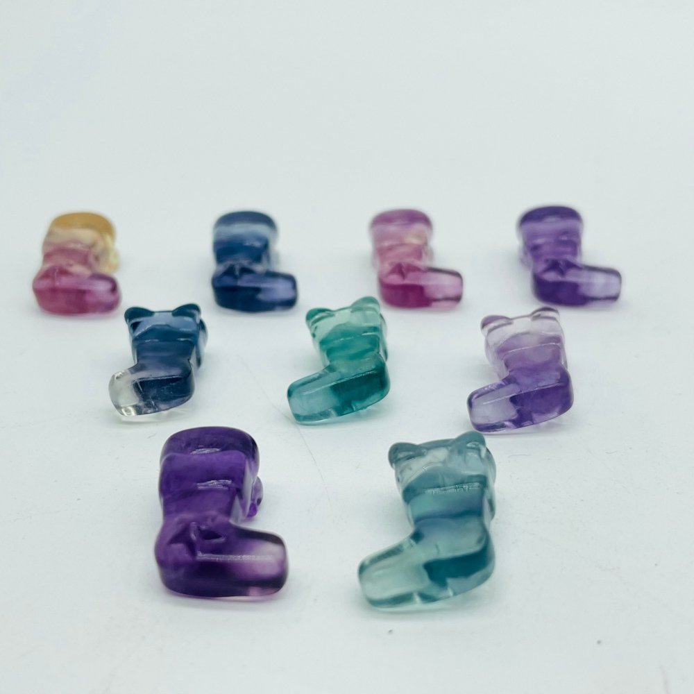 Rainbow Fluorite Sock Christmas Boots Carving Wholesale -Wholesale Crystals