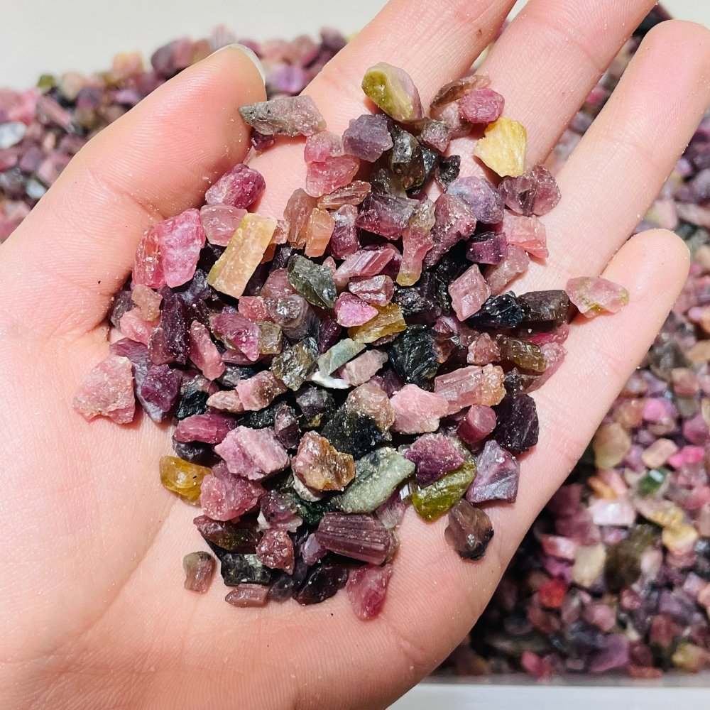 Raw Watermelon Tourmaline Colorful Gravel Chips Wholesale -Wholesale Crystals