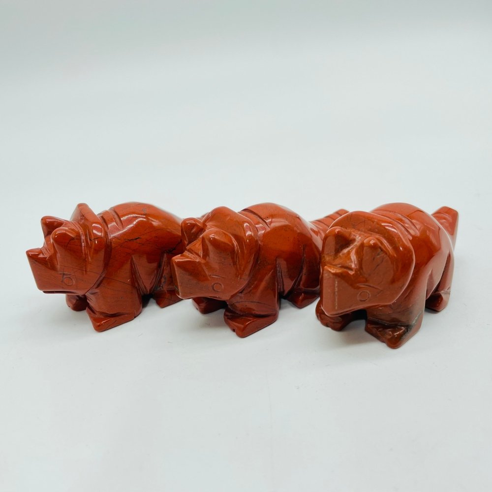 Red Jasper Three Horns Dinosaur Carving Wholesale -Wholesale Crystals