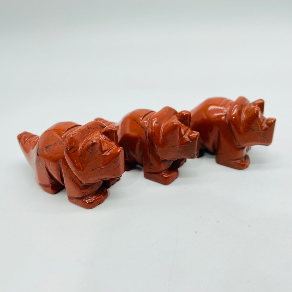 Red Jasper Three Horns Dinosaur Carving Wholesale -Wholesale Crystals