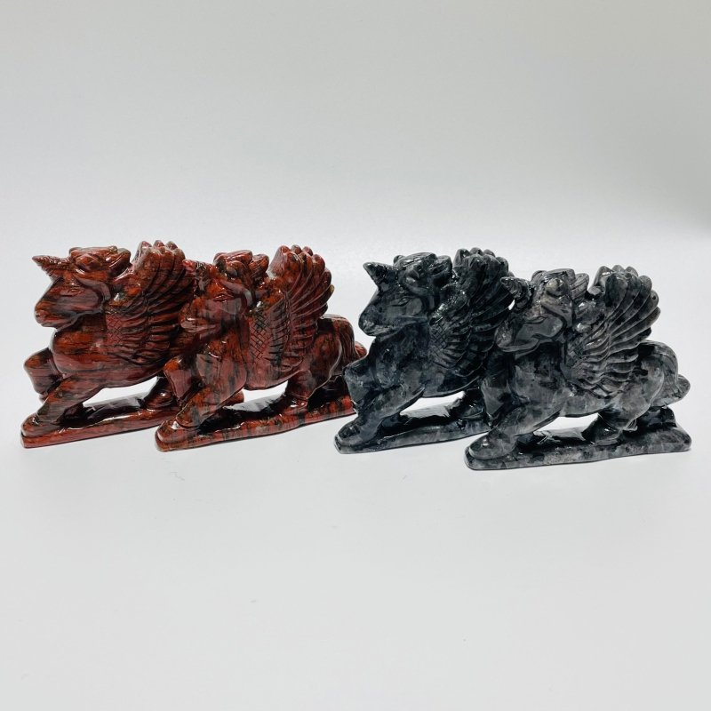 Red Sesame Stone & Larvikite Pegasus Carving Wholesale -Wholesale Crystals