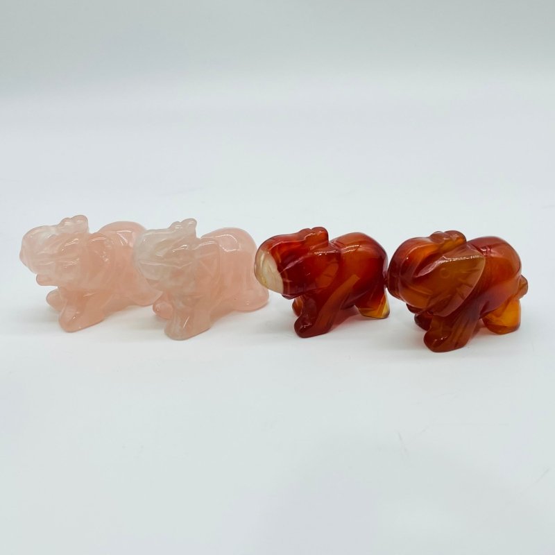 Rose Quartz&Carnelian Elephant Carving Wholesale -Wholesale Crystals