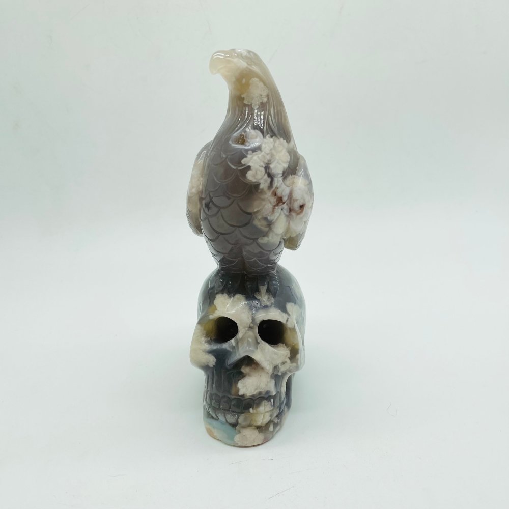Sakura Flower Agate Bird Skull Carving -Wholesale Crystals