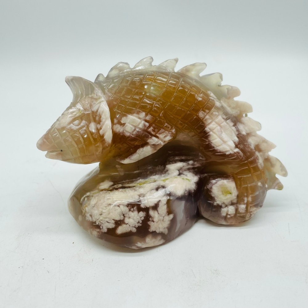 Sakura Flower Agate Chameleon Lizard Carving -Wholesale Crystals