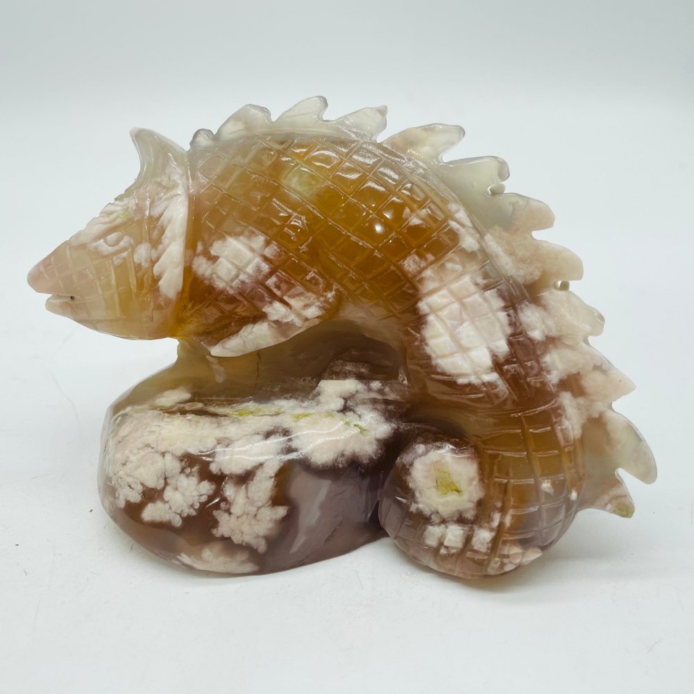 Sakura Flower Agate Chameleon Lizard Carving -Wholesale Crystals