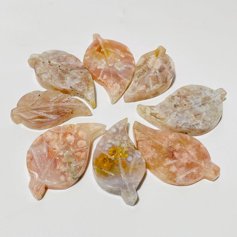 Sakura Flower Agate Leaf Shape Carving Wholesale -Wholesale Crystals